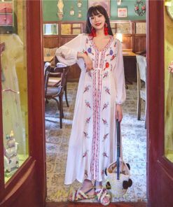 マキシ | ワンピース レディース ロングワンピース ロング丈 マキシ丈 綿麻 長袖 Vネック 花柄 体型カバー ゆったり ゆるっとワンピース リネン 夏 シンプル 秋 かわいい