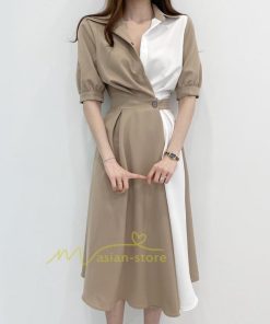 マキシ | ワンピース Aライン 夏ワンピース 春 夏 秋 半袖 ロング マキシ丈 ロングワンピース マキシワンピース 着痩せ エレガント 二次会 配色 上品 20代30代40代50代