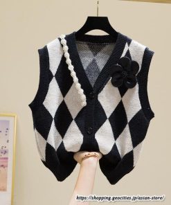 ベスト | ニットレディース トップス Vネック タンクトップ ノースリーブ 袖なし インナー ニット 重ね着風 レイヤード風 20代30代 セーター 女ニット