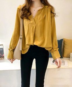 シャツ・ブラウス | 大人 夏 トップス ブラウス オフィス シャツブラウス 長袖 春 フォーマル おしゃれ Vネックブラウス ゆったり レディース