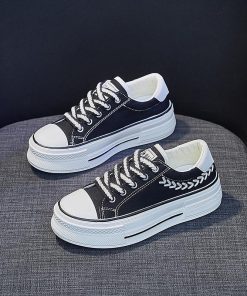 スニーカー | レディースシューズ レースアップ ローカット 厚底靴 履きやすい キャンバス カジュアルシューズ フラットシューズ