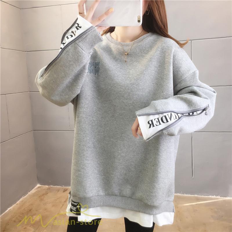 パーカー | トレーナー レディース 秋物 長袖フェイク ロングT 重ね着風 スウェット トップス 秋服 ゆったり 秋冬 大人 プルオーバー 20代30代40代50代60代