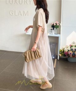 マキシ | ワンピース レディース マキシ丈 コットン 体型カバー 着痩せ 韓国風 30代 40代 50代 丸ネック 通勤 OL 新作 2022 お出かけ デート おしゃれ キレイめ