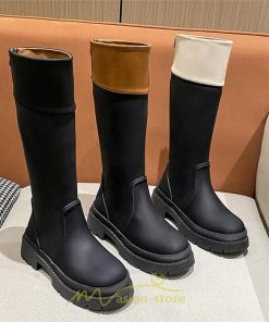 ロングブーツ | レディース ブーツ 厚底 歩きやすい 痛くない 定番 カジュアル 人気ブーツ ファスナー 黒 ブラック 美脚 おしゃれ オフホワイト 白 ブラウン