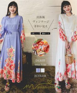 マキシ | ワンピース 長袖 夏 秋 レディース シフォン きれいめ ロング リゾート 体型カバー イベント デート 女子会 エスニック風 旅行 楽ちん 外出 ジャーニー