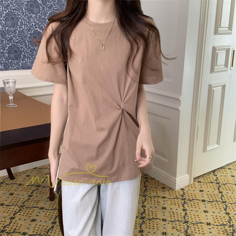 tシャツ・カットソー | Tシャツ カットソー トップス レディース 半袖 無地 春夏新作 オフィス おしゃれ クルーネック シンプル コーデ きれいめ 着痩せ 快適 20代30代40代50代 着回し