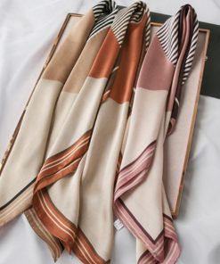 その他小物 | シルク風スカーフ 首巻き 配色バンダナ