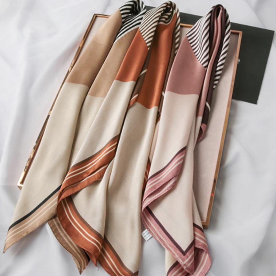 その他小物 | シルク風スカーフ 首巻き 配色バンダナ
