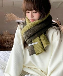 マフラー | ニット配色 レディース 秋冬