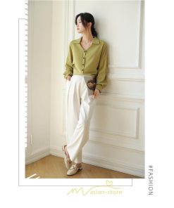 シャツ・ブラウス | ブラウス レディース シャツ トップス Vネック 長袖シャツ 無地 オフィス カジュアル おしゃれ 通勤 オフィス お出かけ エレガント 上品 デート フェミニン