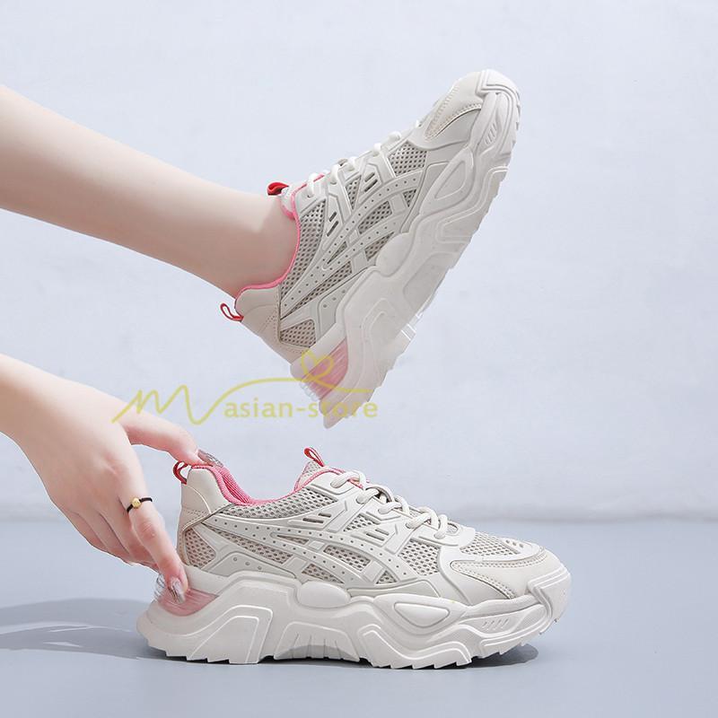 スニーカー | レディース 白 ダッドレディース 厚底 身長アップ ランニングシューズ 通気 厚底シューズ 厚底ダッドスニーカー 軽量 美脚 歩きやすい