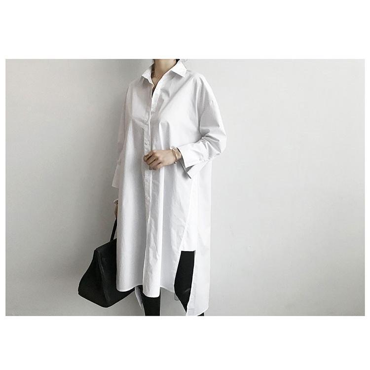 シャツ・ブラウス | ワンピース 秋服 レディース 長袖ワンピース シャツワンピース ロングシャツ ゆったり ブラウスシャツ 通学通勤 20代30代 40代50代 無地 トップス