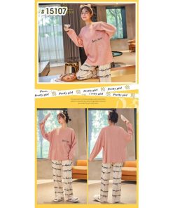 パジャマ　ルームウェア | ルームウェア パジャマ レディース 長袖 春秋 長袖 長ズボン 上下セット セットアップ 寝巻き 部屋着 ナイトウェア ズボン Tシャツ かわいい ボトムス 柔らかい