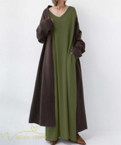 マキシ | ワンピース 長袖 無地 Tシャツワンピース レディース 着痩せ ゆったり マキシワンピ Vネック カジュアル 体型カバー Aラインワンピース 秋 フレア カジュアル