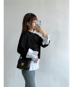 ｔシャツ・カットソー | トレーナー Tシャツ 長袖 レディース カジュアル レイヤード カットソー シャツ 異素材 切り替え トップス Tシャツ 重ね着 20代 ゆったり 秋物 50代 30代