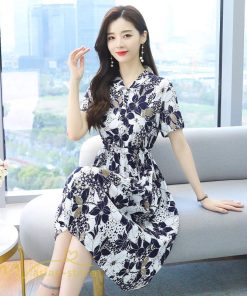 ミディアム | シャツワンピース レディース ワンピース 着痩せ 花柄 膝丈 ミディアムワンピース 上品 Aラインワンピース 春 夏新作 フリーサイズ サマーワンピース 通勤通学