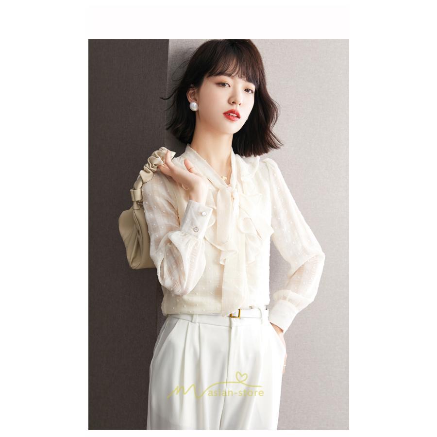 シャツ・ブラウス | シャツ ブラウス 春 秋 冬 シフォン 長袖 レディース フォーマル 通勤 OL オフィス ビジネス カジュアル リボン 綺麗 可愛い おしゃれ 高級感 キレイめ