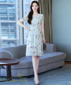 ミディアム | ワンピース レディース ミディアムワンピース 花柄 夏服 Aラインワンピース 上品 ミディアム丈 お出かけ 20代 30代 カジュアル 40代 エレガント 膝丈 Vネック