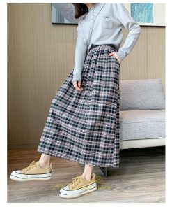 スカート | チェックロングウエストゴム チェック柄 大人 ハイウエスト Aライン30代40代50代 通学通勤 可愛い スカート ゆったり