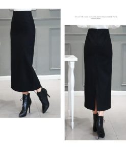 在庫ある | 短納期ロングタイトスカート ハイウエスト ロングスカート ビジネススカート ラシャスカート スリットセクシースカート エレガント フェミニン 後ろファスナー