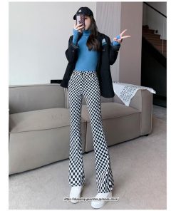 チノ・テーパード・ジョガー・スキニーパン | パンツ レディース フレアパンツ チェック柄 トレンド カジュアル ハイウエスト スキニーパンツ トレンド かわいい 楽ちん お出かけ 送料無料 デート おしゃれ