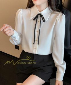 シャツ・ブラウス | ブラウス レディース きれいめ 40代 春夏秋新作 オシャレブラウス リボンネック 長袖トップス 大人 通勤OL 韓国ファッション ゆったり 50代 通学 シャツ30代