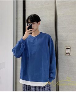 Tシャツ | ロングT メンズ 長袖 秋物 フェイク 切り替え レイヤード 重ね着風 20代30代 無地 カジュアル トレーナー 通学通勤 40代50代 カットソー