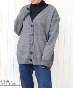 ニット・セーター | ニットアウター ニットトップス シンプル V 韓国風 ニットカーディガン ネック 羽織 秋冬 ゆったり レディース 長袖