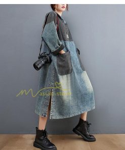 マキシ | ワンピース レディース デニムワンピース ロングワンピース 長袖 大きいサイズ 着痩せ 体型カバー 通勤 OL お出かけ 春秋 フード付き 上品 30代/40代/50代/60代