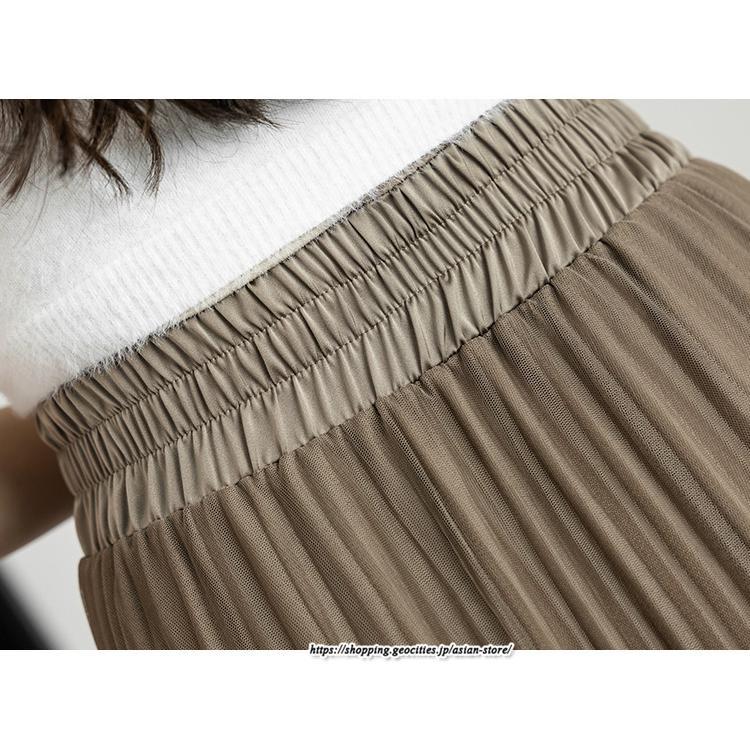 スカート | レディース 春秋 チュール美脚 プリーツロングAライン 体型カバー ボトムス おしゃれ 大人 通勤 お出かけ オシャレ