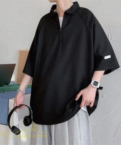 Tシャツ | ポロシャツ メンズ シャツ トップス 半袖 無地 シンプル カジュアル 夏新作 大きいサイズ 黒 白 ゆったり サマーシャツ ファスナー 大きいサイズ 体型カバー