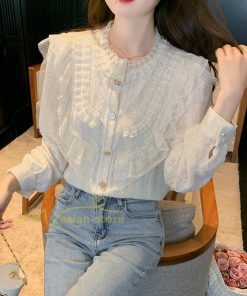 シャツ・ブラウス | ブラウス レディース きれいめ 春秋 40代 30代 長袖 カジュアルブラウス 可愛い おしゃれ 韓国風 通勤 着回し お出かけ エレガント 着痩せ 上品 レースシャツ