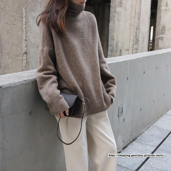 ニット・セーター | ニット レディース セーター 綿 タートルネック 秋 冬 長袖 トップス コットン 黒 白 大きいサイズ 30代 綿ニット 20代 40代 おしゃれ 50代