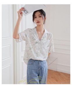 シャツ・ブラウス | ブラウス シャツ 花柄シャツ 花柄 半袖 レディース オシャレ 20代 30代 40代 春 秋 夏 カジュアル お出かけ 新作 着痩せ Vネック OL ビジネス 通勤 ファッション