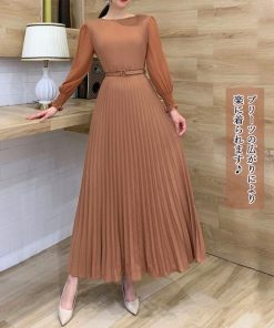 ドレス | プリーツ ワンピース ウエストマーク上品