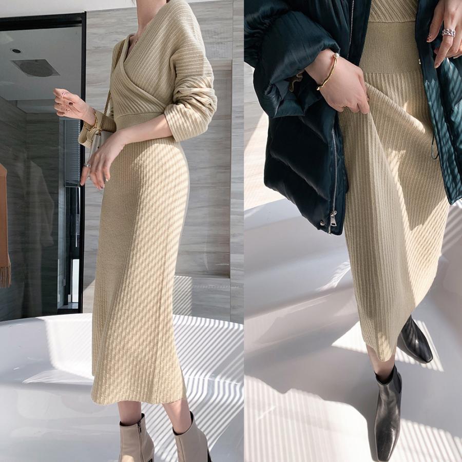 ワンピース | カシュクールニット韓国風