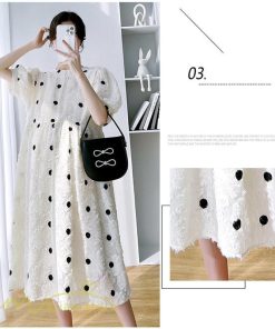 ワンピース | マタニティウェア レディース 半袖 ドット柄 着痩せ マタニティクルーネック 大きいサイズ 産前 マタニティ お出かけ 妊婦着 ゆったり