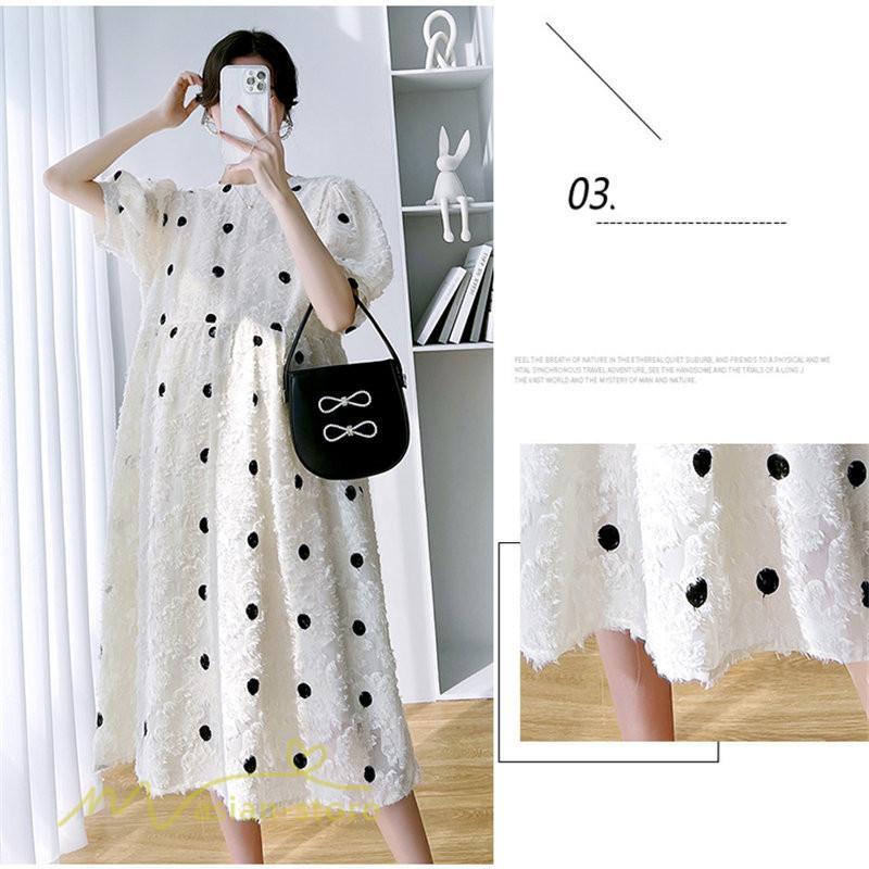 ワンピース | マタニティウェア レディース 半袖 ドット柄 着痩せ マタニティクルーネック 大きいサイズ 産前 マタニティ お出かけ 妊婦着 ゆったり