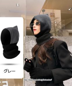 レディース | ニット帽 目出し帽 フェイスマスク ウール 女子ニットキャップ 女性用スキー帽子 耳カバー あったか 防寒対策 冬 2022新作　