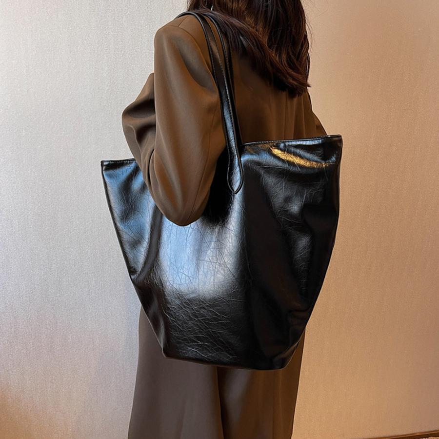 トートバッグ | PUレザー大容量 レトロ