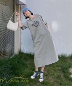 マキシ | ワンピース レディース Tシャツワンピース カットソー ロングTシャツ 夏新作 英字 半袖ワンピ ロングワンピ 大きいサイズ 体型カバー サマー 裾口スリット 夏物