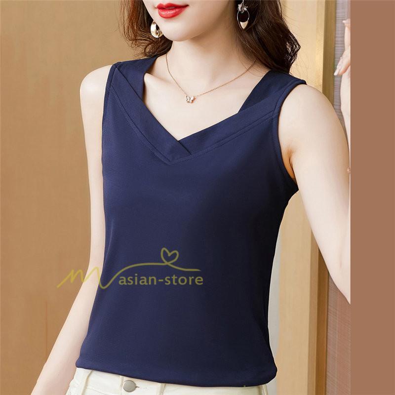 キャミソール タンクトップ | トップス タンクトップ レディース ノースリーブ Vネック Vネックタンク コットン 20代30代40代50代 ママ 母 快適 お出かけ カシュクール インナー カジュアル