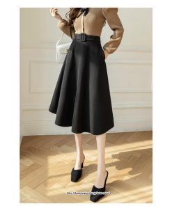 スカート | レディース 秋 冬 秋冬 ミモレ丈 膝丈 ロング 無地 ミディアム丈 ひざ丈 厚手 Aライン ハイウエスト 2022年秋冬 通学 暖か おしゃれ 通勤 ラシャ