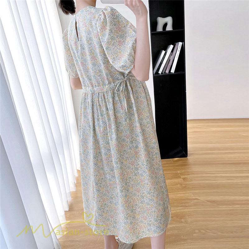 ワンピース | マタニティレディース Aライン 妊婦服 体型カバー 着痩せ マタニティウェア 小花柄 柔らか きれいめ お出かけ マタニティ 夏服 ひざ下丈