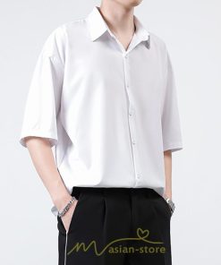 シャツ | メンズ トップス 長袖カジュアル開襟無地 白ビジネス 春 春服 秋 秋服 半袖 夏服 20代 落ち感 トレンド 30代 40代 50代