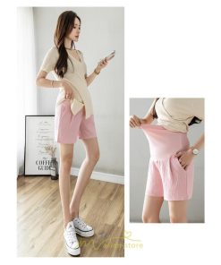 パンツ レギンス | マタニティパンツ ショートパンツ 2点セット 綿麻 調整可 腹包み 妊婦 妊娠 パンツ 短パン マタニティウェア ママ 夏服 涼感 無地
