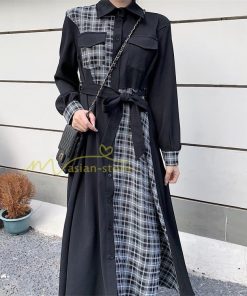 マキシ | シャツワンピース 秋物 レディース ロングワンピース ドッキングワンピース 切替 チェック柄 Aラインワンピース レイヤード風 フェイク お呼ばれ 30代40代50代