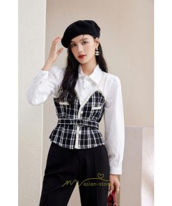 シャツ・ブラウス | ブラウス シャツ 切り替え レイヤード風 重ね着風 チェック柄 レディース 春秋  ゆったり 長袖 カジュアル 通勤 20代30代40代50代 きれいめ オシャレ