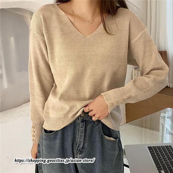 ニット・セーター | カットソー ニット レディース リブニット 長袖 秋冬 春 トップス スリム ストレッチ インナー 無地 長袖カットソー 長袖ニット 通学通勤 プルオーバー 着痩せ