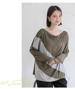ｔシャツ・カットソー | カットソー レディース 長袖tシャツ シンプル ゆったり 着痩せ 体型カバー 長袖 秋コーデ ボートネック 切り替え 大人 Tシャツ 大人 カジュアル フリーサイズ